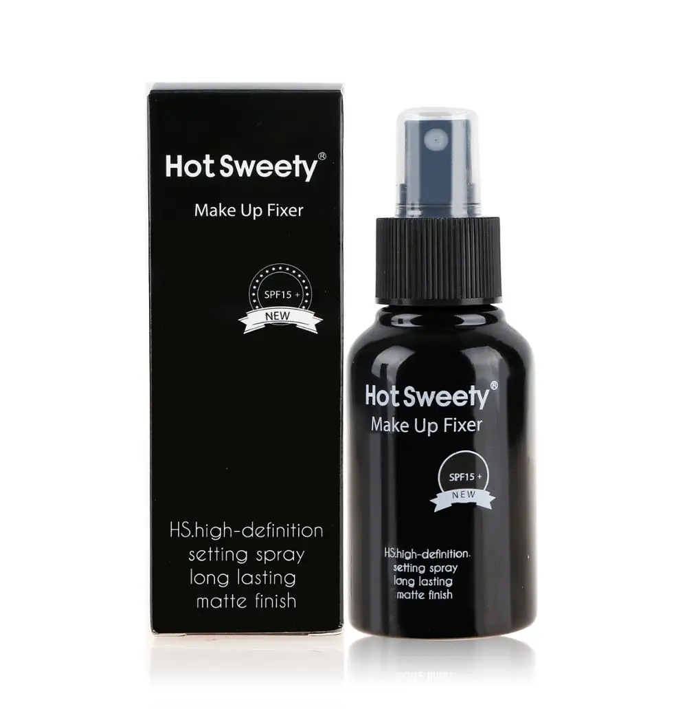 

Stock Hotsweety ! Waterproof longlasting black tube SPF15 high definition 75ml face makeup setting spray fixer