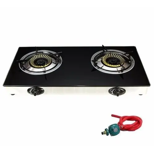 USA Premium Store 2 Burner Stove Gas Propane Range Tempered Ignition Camping Outdoor Glass Cooktop