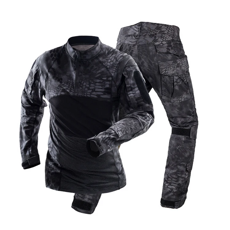 

Long Sleeve Black Python Frog Army Military Uniform, Camo Frog Suits Black, Customized