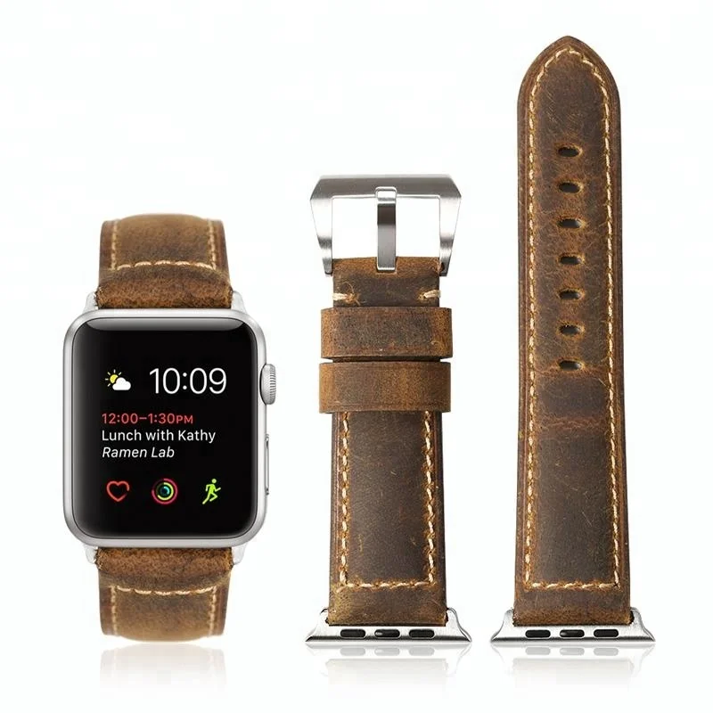 

Handmade Calf leather Watch Band For Apple Watch 42mm iWatch Bands, Vintage brown