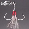 Slow Jigging Hook 1/0 2/0 3/0 4/0 5/0 Metal Jig High Carbon Steel Assist Jig Hook Solid Ring With Feather Fishing Accessories