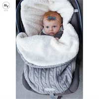 

MY Miyar In stock Wool Knitting Baby Sleeping Bag Thickening Flannel Warm Outdoor Stroller Sleeping Bag