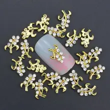 10 Pcs Glitter Gold Branch 3D Clear Rhinestones For Nail Art Decorations On Gel Polish DIY