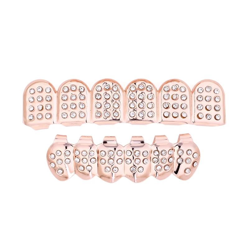 

high quality Halloween hiphop tooth grillz personalized gold plated diamond glittering brace for unisex, Multi