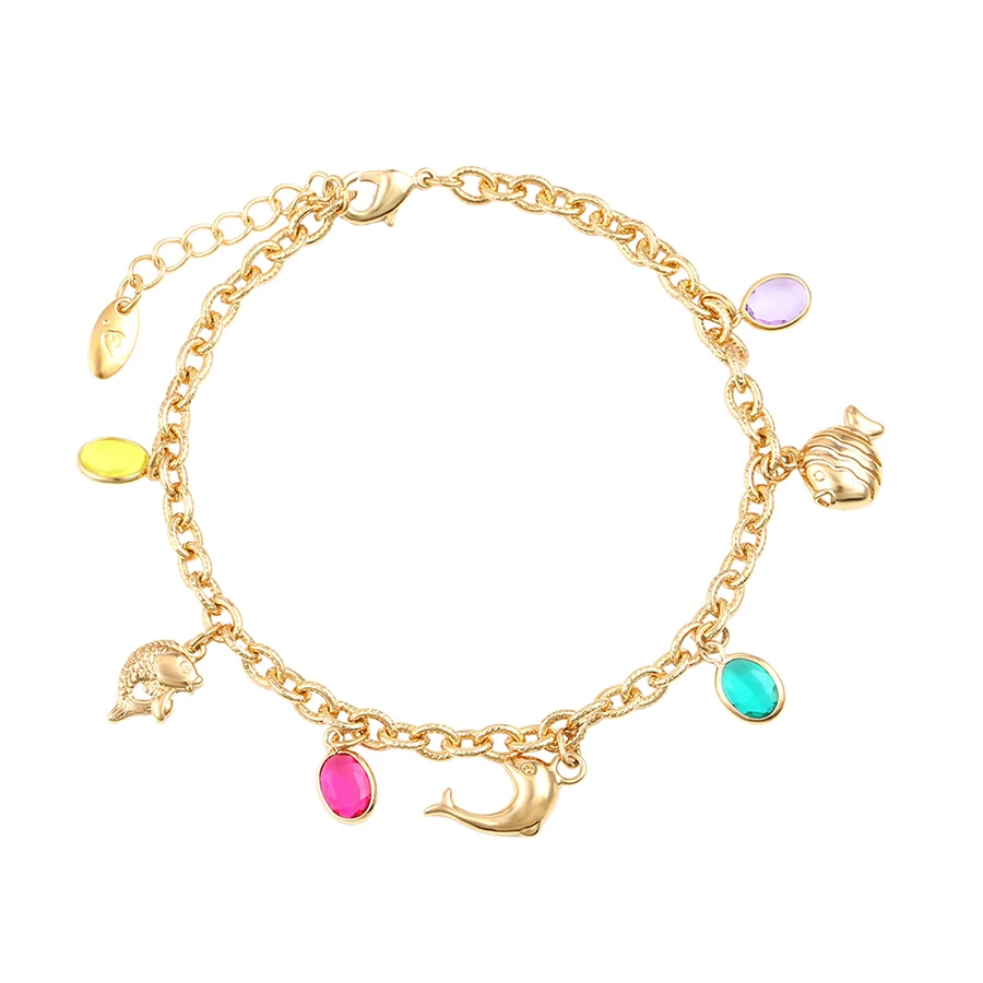 

74580 high quality costume fashion jewelry 18k gold dolphin bracelet