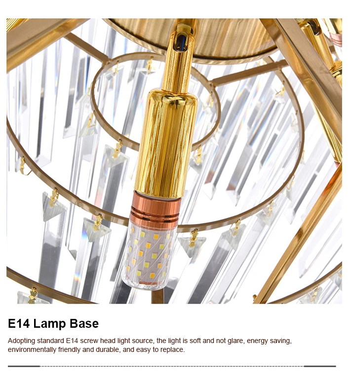 Postmodern contemporary luxury home living room golden crystal ceiling led lighting for villa