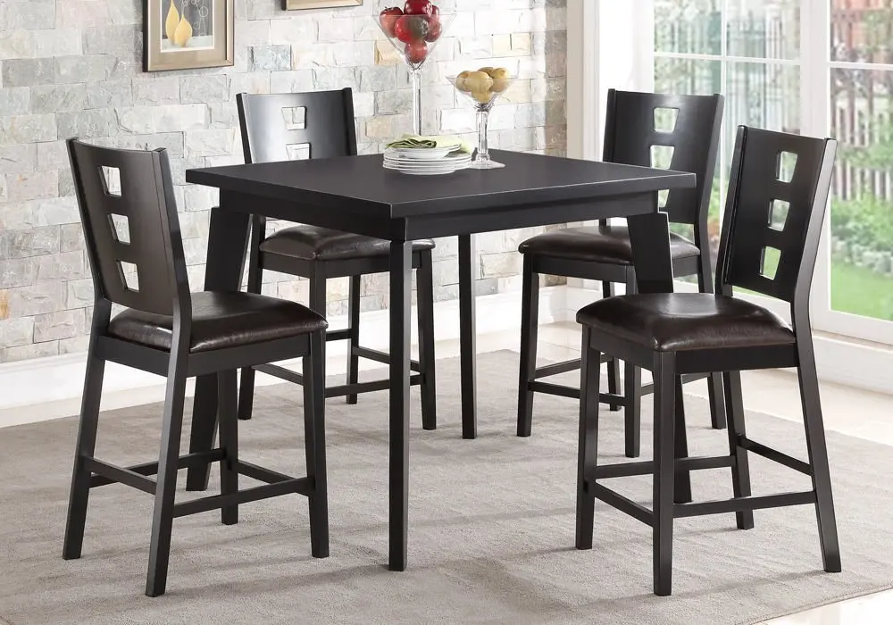 1perfectchoice 5 Pcs Counter Height Dining Set Square Table Dark Brown Pu Chair Wood In Black Price On Alibaba Dining Set Square Table Dark Brown Pu