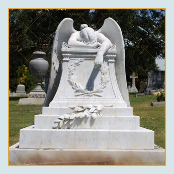 Marble Hand Carved Cemetery Decoration Figurine Life Size Weeping
