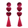 Wholesale Handmade Copper Alloy Jewelry Boho Korea Silk Thread Earrings Heart Bohemia Tassel Korean Long Drop Earrings For Women