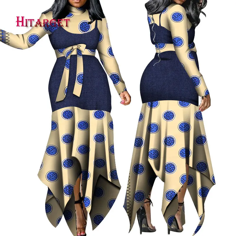 

2019 Fashion Design Women long dress dashiki dresses for women african women dress ankara wax fabric dress WY4804