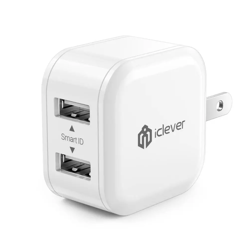 

iClever BoostCube 12W Dual USB Wall Charger with Foldable Plug 2-Pack for iPhone X/8/7/6s/Plus, iPad Air 2/mini 3, Galaxy S7/S6, White
