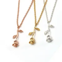 

Beautiful Woman Fashionable Personality Jewelry Gold Plated Rose Shape Pendant Necklace