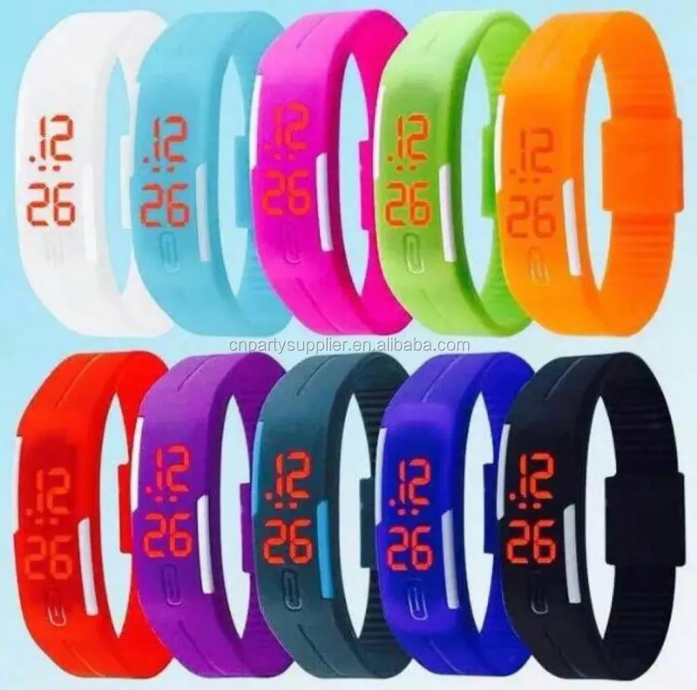 

Digital LED Touch Screen Sports Bangle Silicone Wrist Watches, Mix color