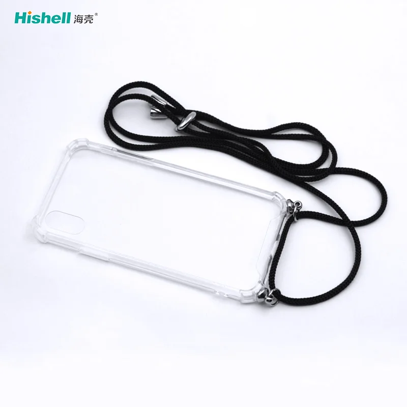 Hot Selling Acrylic Transparent Anti Fall Necklace Mobile Phone Case For IPhone X