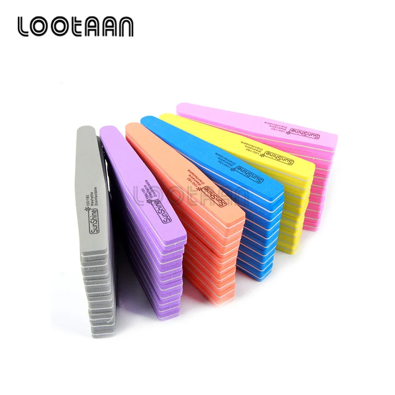 

2019 hot sales disposable nail file zebra nail file 100/180 glass nail buffer, Colorful