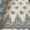 fancy grey embroidery cord lace fabric with hand embroidered pearls sequin beaded lace fabric for dresses of party and evening