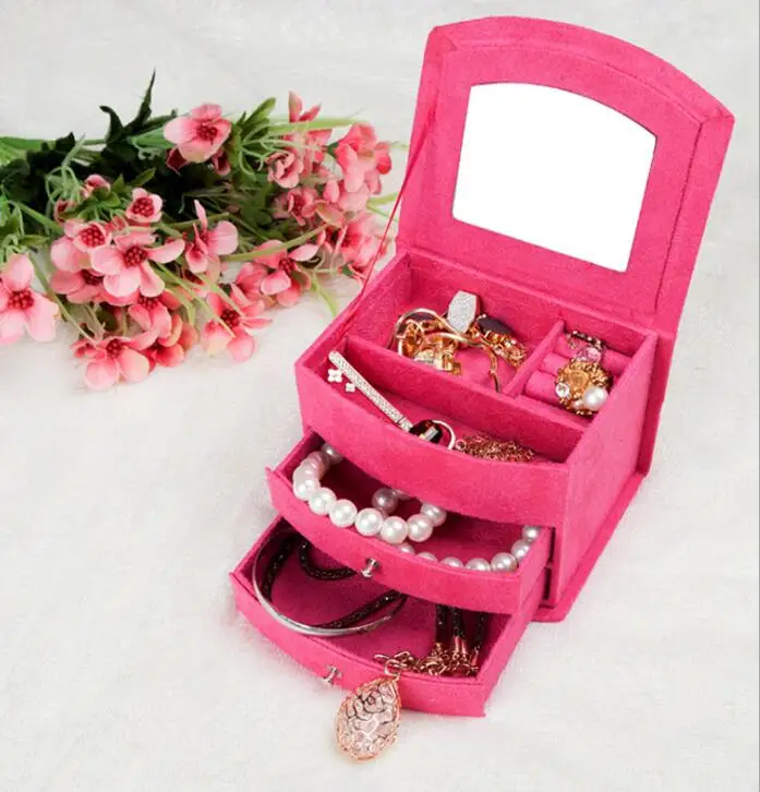 

Leather Portable Jewelry Box storage box Travel jewelry Case with mirror, Customized