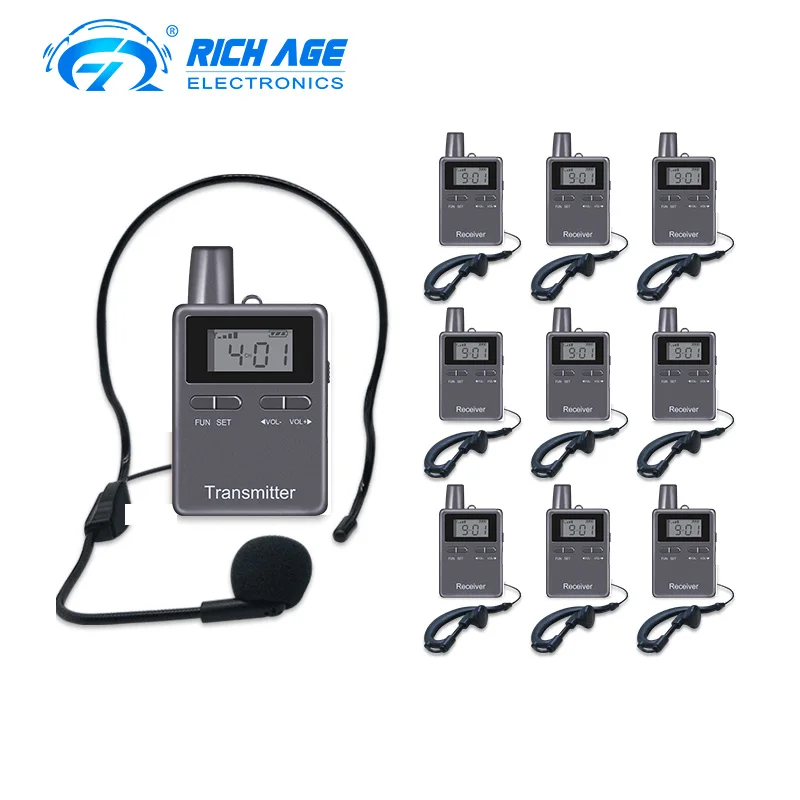 Portable radio digital whisper tour guide transmitter and receiver