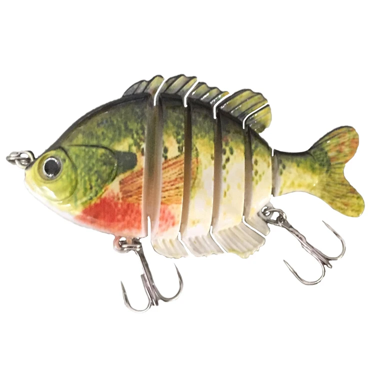 

LVDE Panfish Multi Jointed Panfish Bluegill Swimbait Topwater Hard Bass Fishing Crank Lure 3.5"/0.85oz, All color available