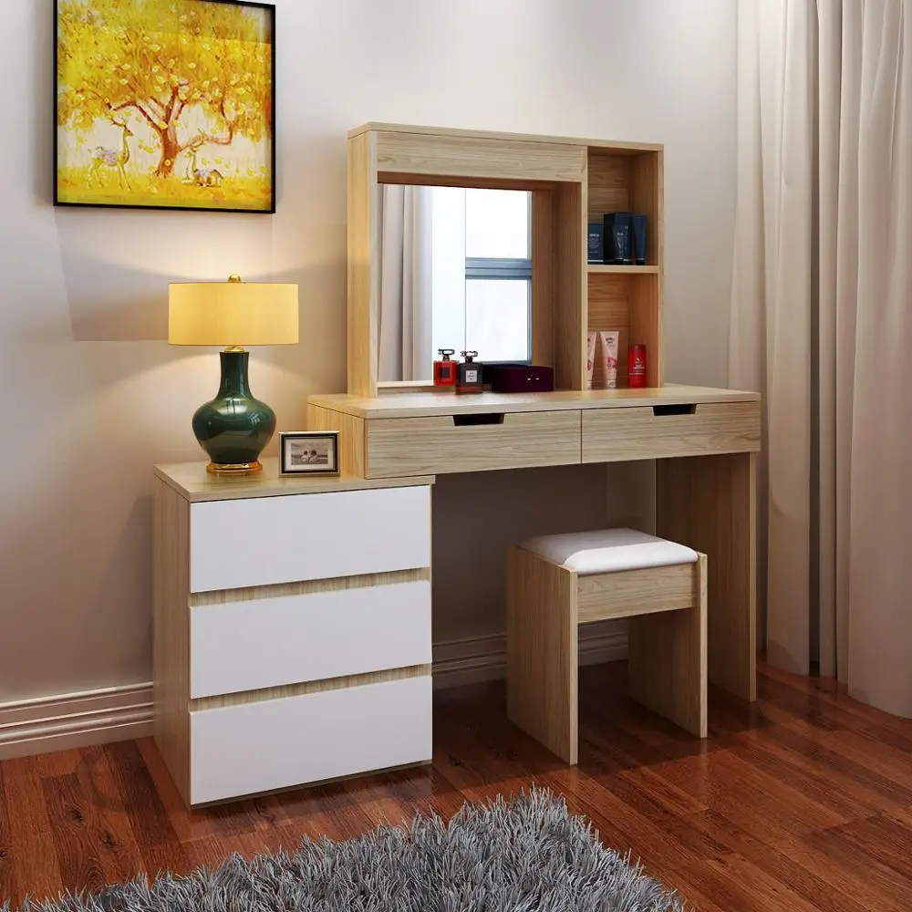 
2020 new design dressing table french style solid wood white mirror dresser 