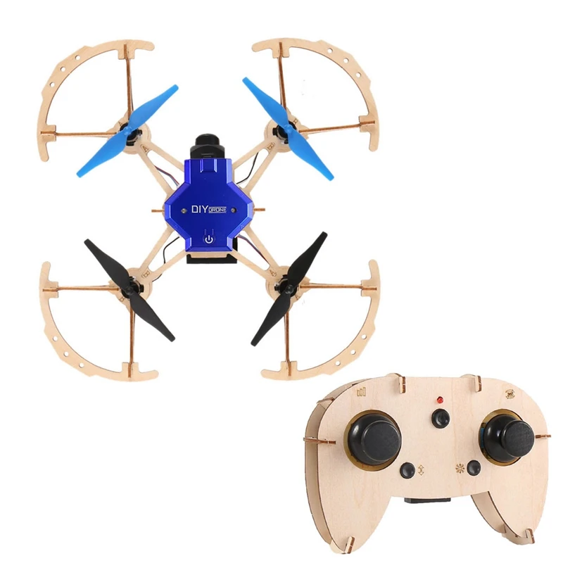 

Newest Drone Mini DIY Drone ZL100 Wooden RC Quadcopter With Camera HD 720P Wifi Camera Altitude Hold Training Educational Toy, Wood color