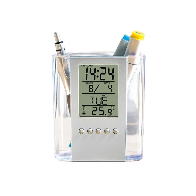 Acrylic Study Table Clock with Penholder Kids Pen with Clock| Alibaba.com