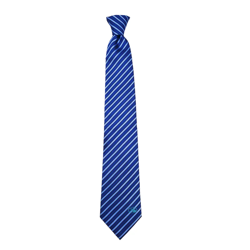 
school necktie 100 silk dark bule and light bule thin strip neckwear ties with or without logo 