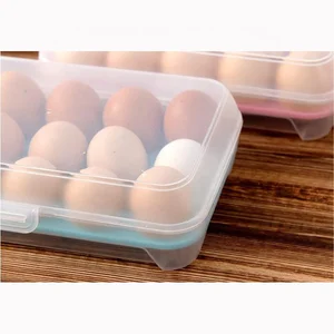 Image of Refrigerator fresh 15 egg storage box plastic with lid storage box