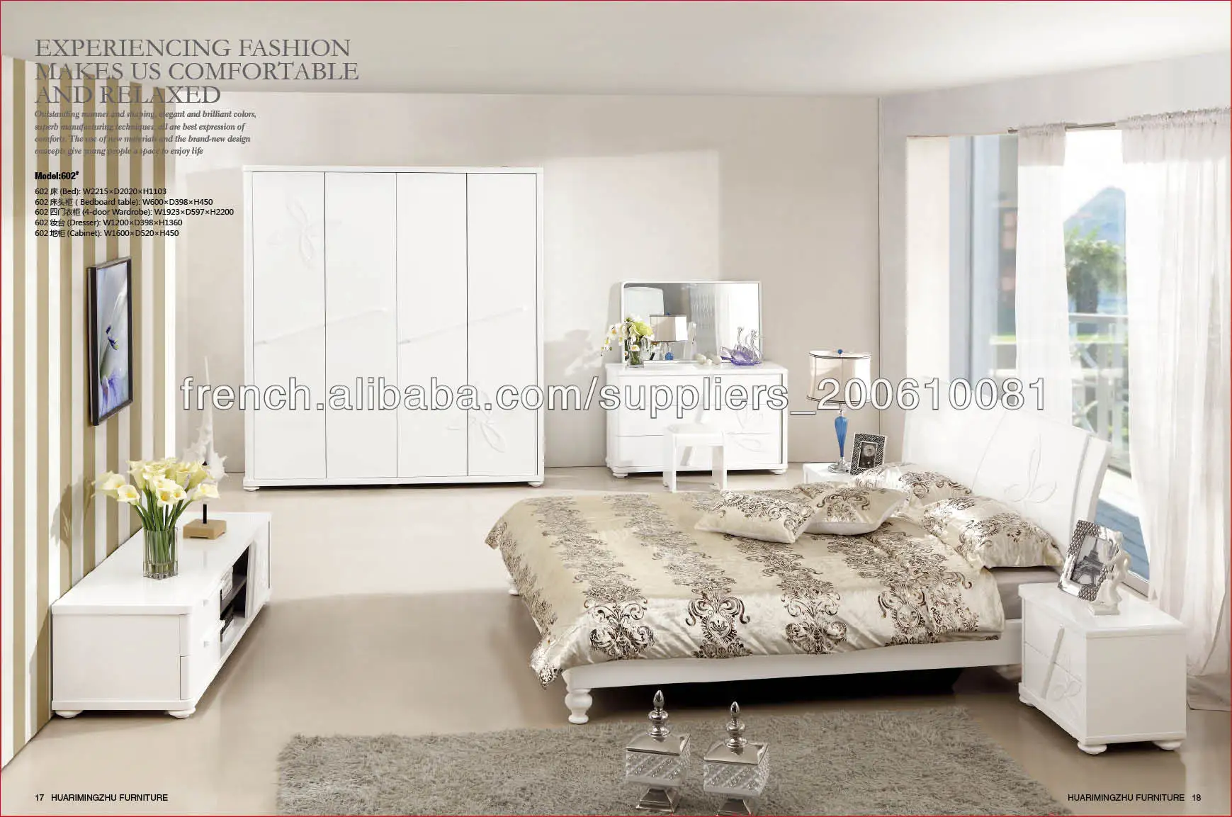 Chambre à coucher moderne blanc ensemble de meubles lots de ...