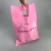 China factory hot sale custom logo die cut handle pink plastic bags for garment plastic clothing bags