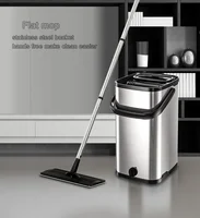 

new design magic flat floor cleaner mop with stainless steel squeeze bucket