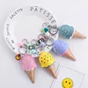 2019 hot Wholesale PU Leather Ice Cream Shape Cheap Keychain for Promotion