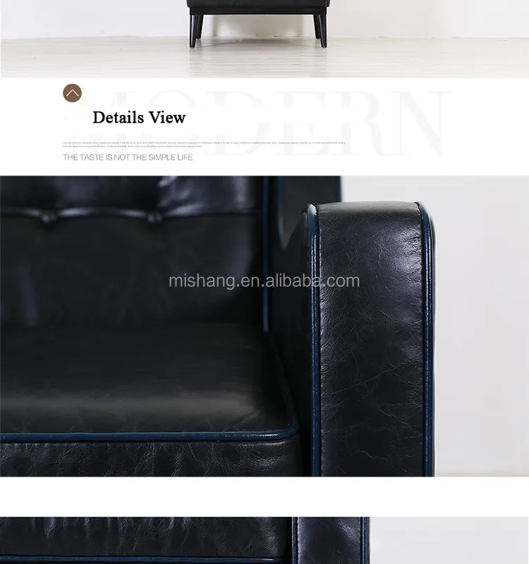 American style classic black genuine leather single sofa chair