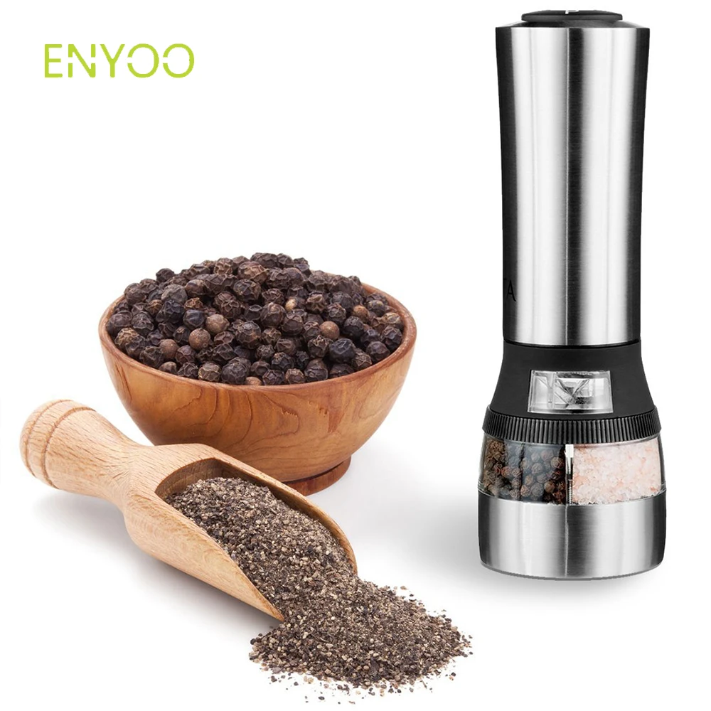
Senmi Automatic Kitchen Portable 2 in 1 Electric Salt and Pepper Grinder, Salt and Pepper Mill 