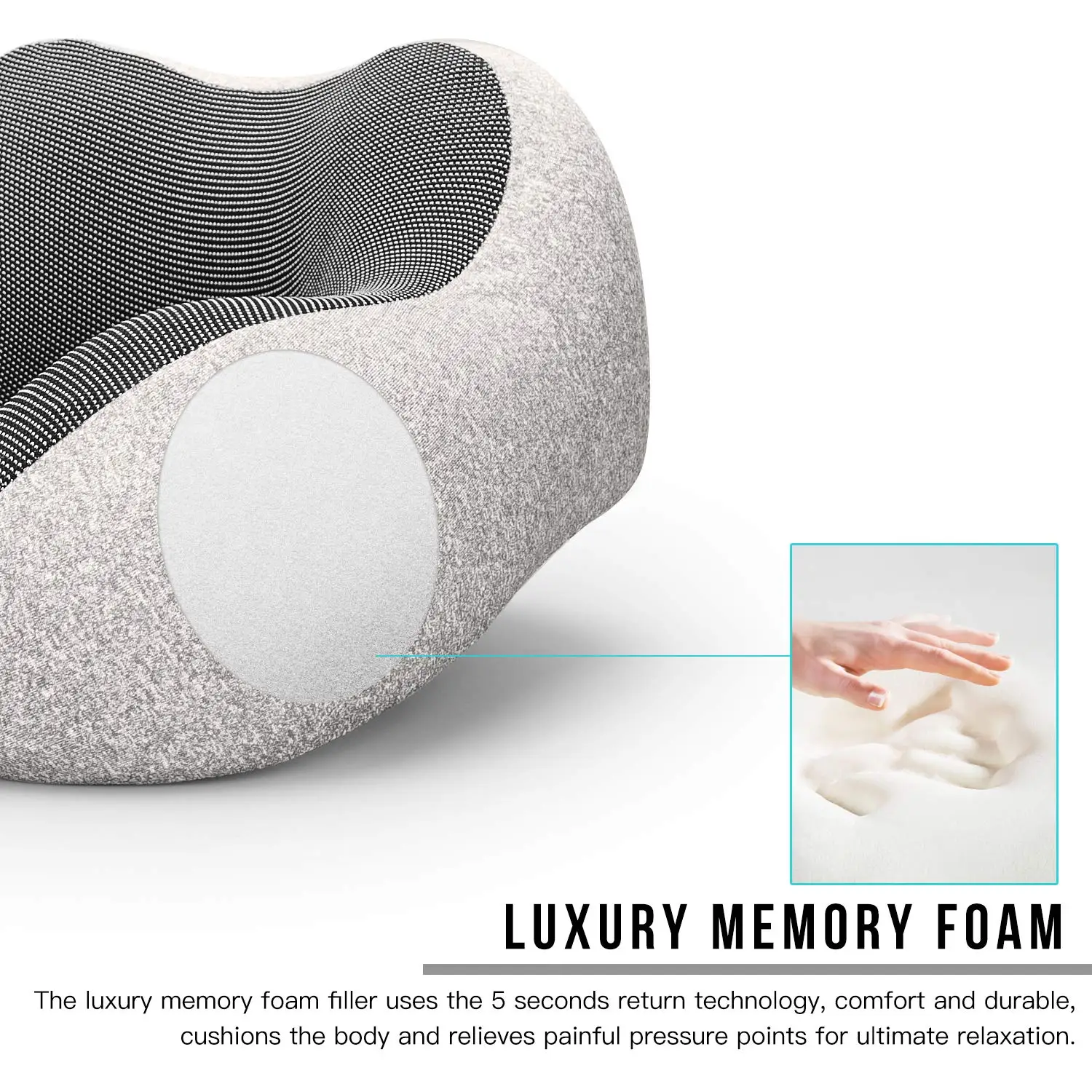 Almohada de viaje-luxsure Cuello Almohada de espuma de memoria y cómodo de cabeza cojín del cuello