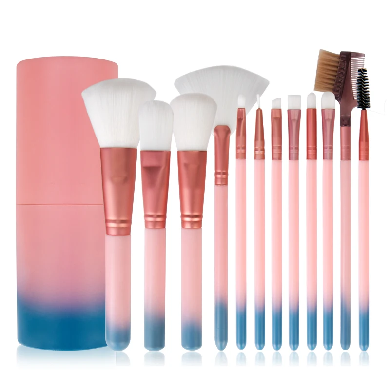 

Manufacturers Direct Professional 12pcs High Quality Synthetic Hair Makeup Brush Set OEM with Cylinder