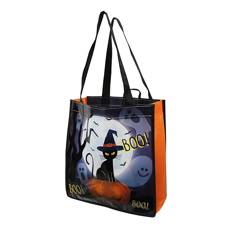 

Trick or treat candy bag, reusable laminated polypropylene tote halloween bag, Full color