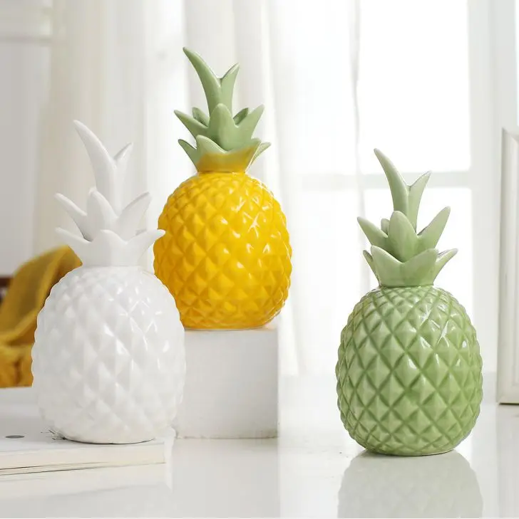 

Vivid Green color Ceramic Pineapple Sculpted with Realistic Details
