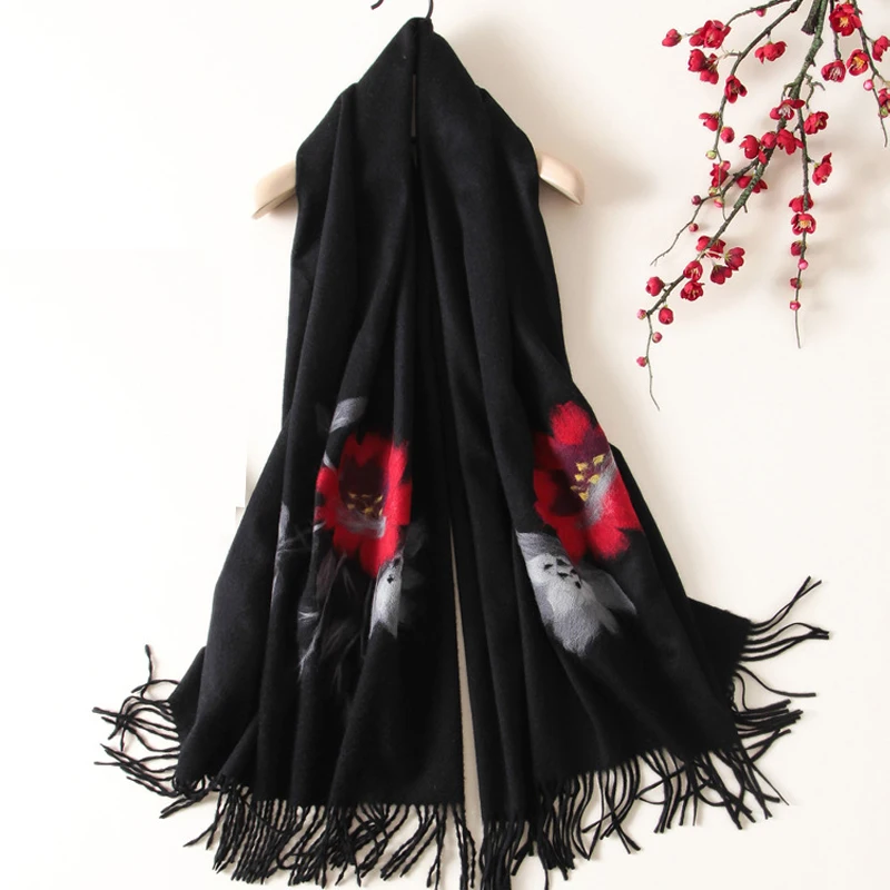 black cashmere pashmina shawl