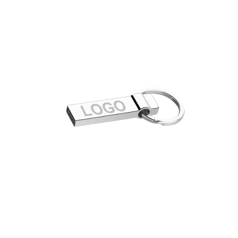 

Metal Usb Flash Drive Custom Logo Thin USB Drive Hot Selling Silver USB Flash drive 16GB 32GB 64GB A-class Chip For Smart Device