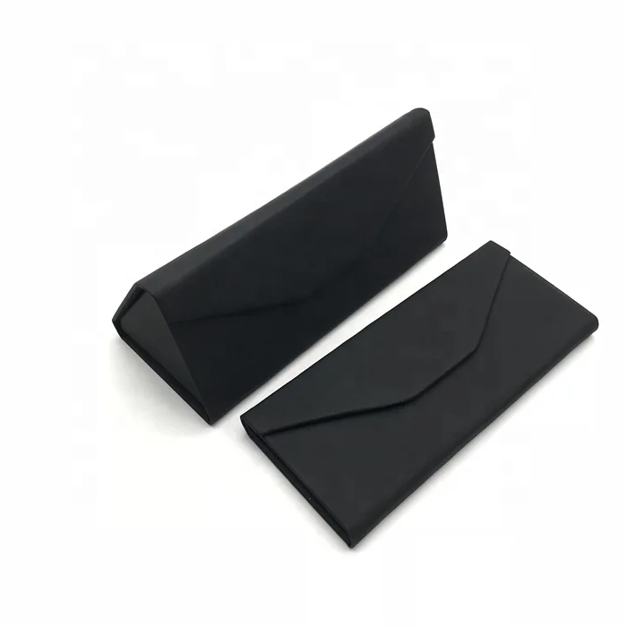 

Black Lay Flat Triangle Eyeglass Case Folding Glasses Case, Any color available