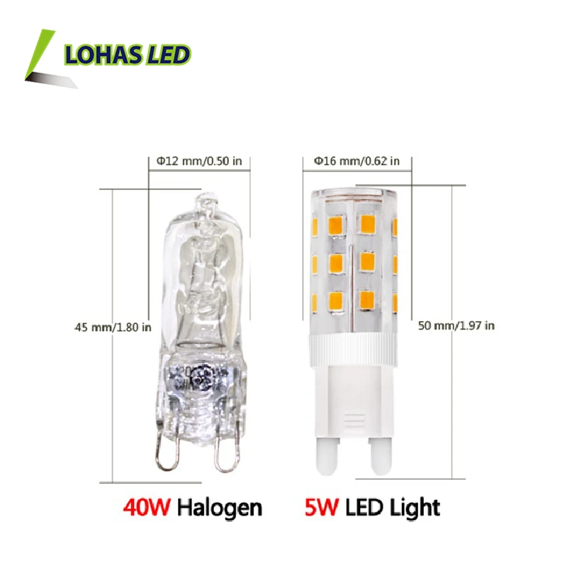 High Lumen 12V 110-240V G9 LED Lamp 2835 SMD G9 LED Light Bulb 5W Replace 40W Halogen G9 Mini LED Bulb