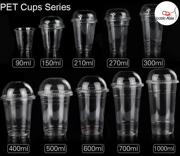 Cheap Hot Sale Custom Logo 24Oz Disposable Clear Pet Plastic Cups With Flat Lids