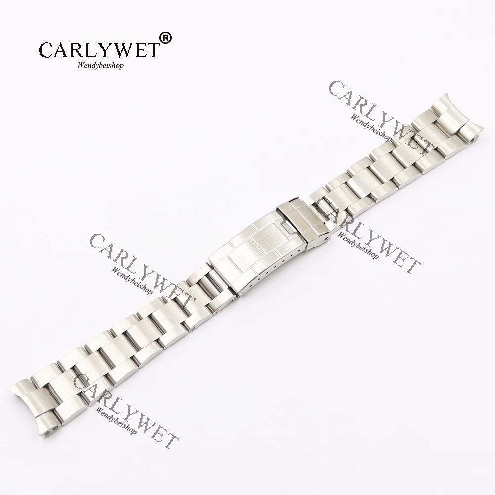 

CARLYWET  New Silver All Brushed Solid Curve End Screw Links 316L Stainless Steel Watch Band Strap Old Style Bracelet Belt