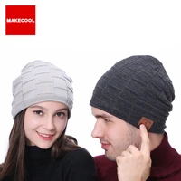 

Knitted plus velvet hat wireless headset Bluetooth headset music hat