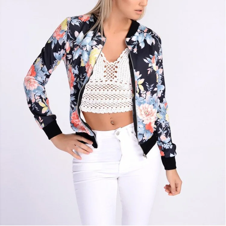 

Womens Zip Up Causal Floral Jacket Wholesale