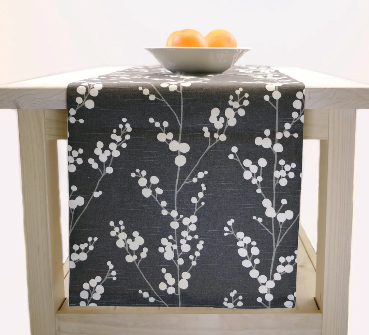 grey and white table runner