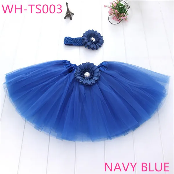 marine blauwe tutu  rok  met hoofdband bloem set  40 kleuren 