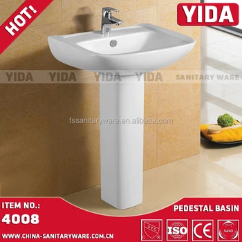 Laboratory Ceramic Sink Pedestal Basin Two Piece Pedestal Hand