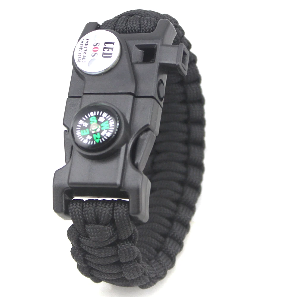 

wholesale outdoor tools kit led waterproof survival kit sos multifunctional military paracord bracelet flint, Customized
